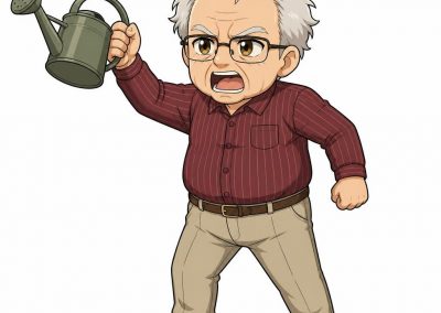 Ernest yelling at those darned kids!